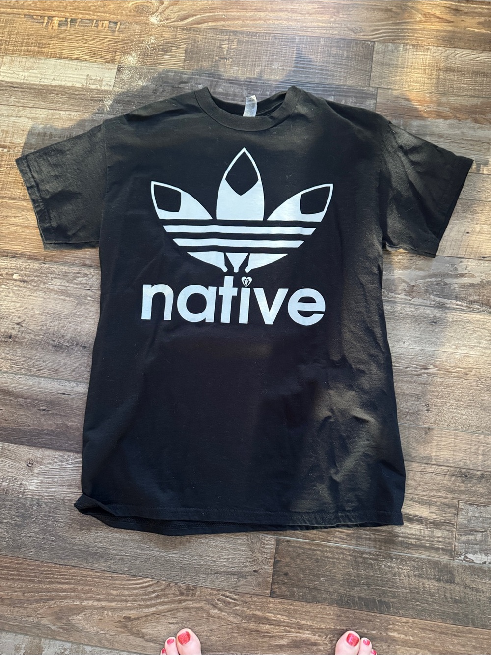 Native Black Tee with White Logo Graphic